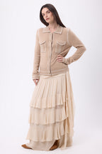 Chemise Denim Dalila - Beige Creme Blanc - Femme - 100% Cachemire