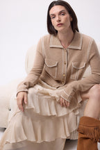 Chemise Denim Dalila - Beige Creme Blanc - Femme - 100% Cachemire
