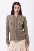 Camicia Denim Dalila - Kaki Chine Beige Crema - Donna - 100% Cashmere