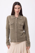 Camicia Denim Dalila - Kaki Chine Beige Crema - Donna - 100% Cashmere