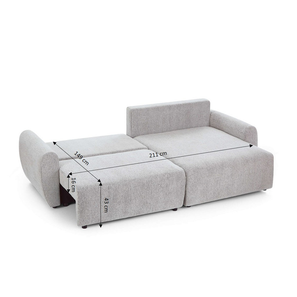 Dana - Canapé D'Angle Convertible Et Réversible 4 Places - Tissu Chenille - Beige