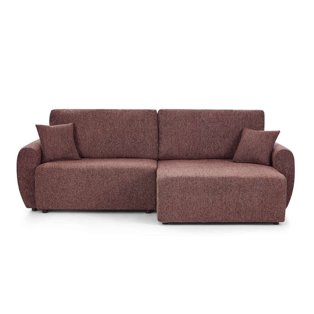 Dana - Canapé D'Angle Convertible Et Réversible 4 Places - Tissu Chenille - Bordeaux