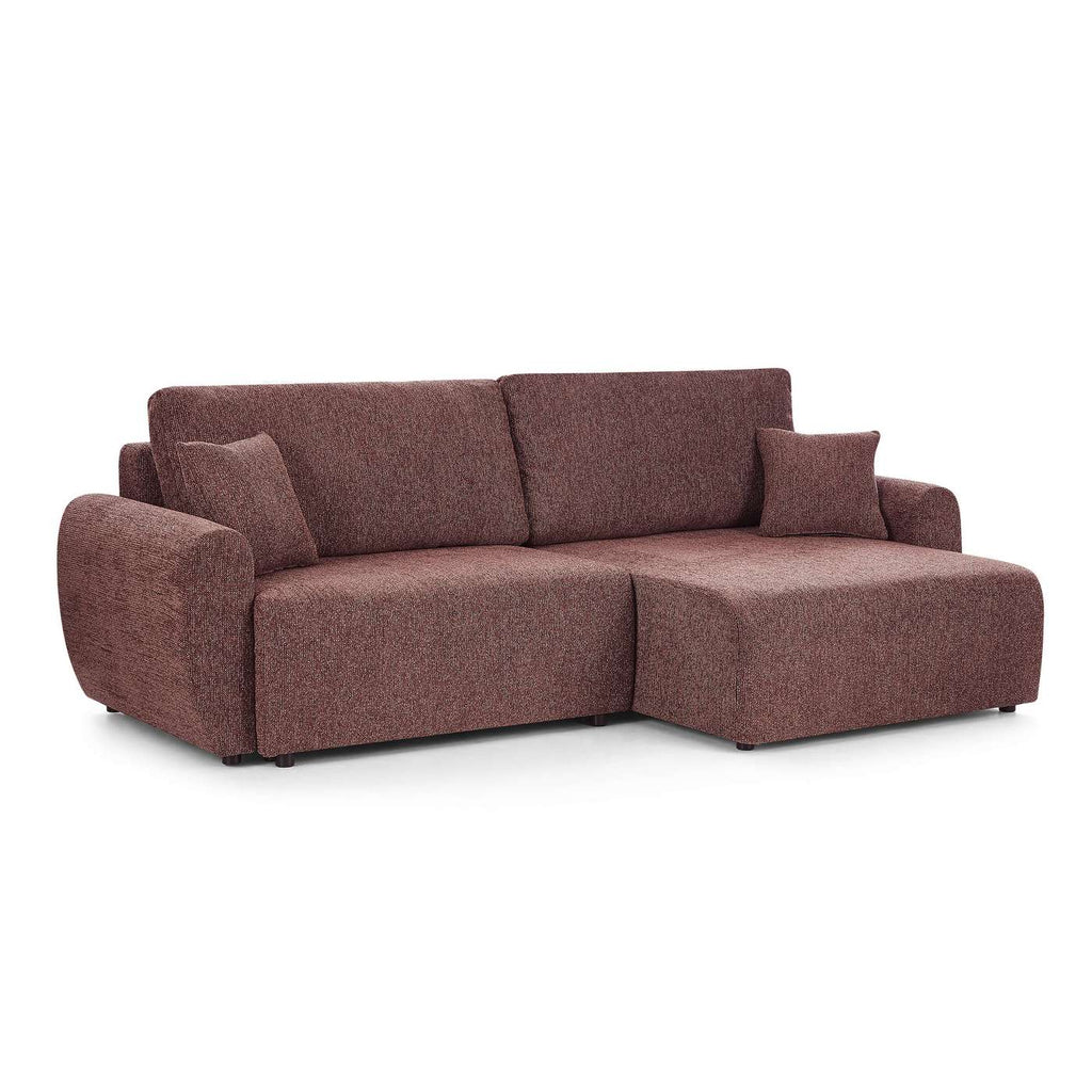 Dana - Canapé D'Angle Convertible Et Réversible 4 Places - Tissu Chenille - Bordeaux