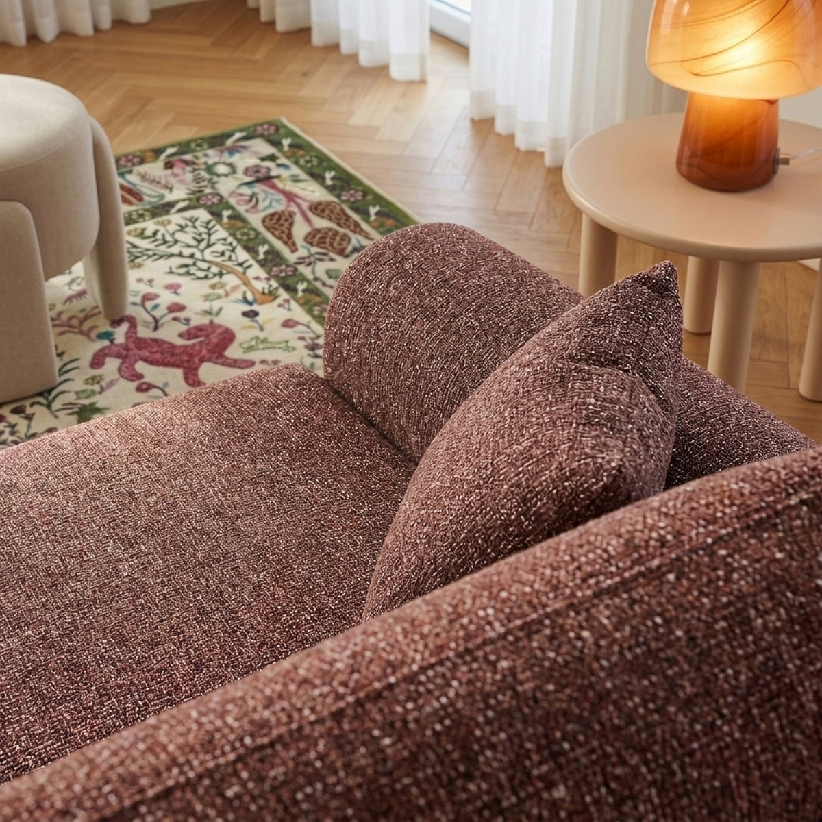 Dana - Canapé D'Angle Convertible Et Réversible 4 Places - Tissu Chenille - Bordeaux
