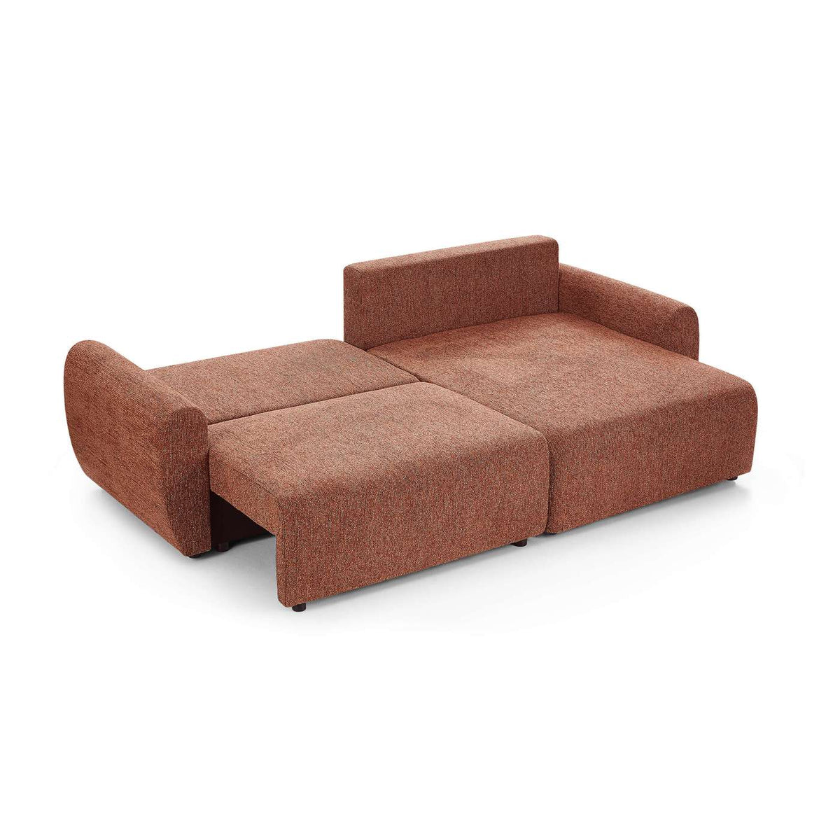Dana - Canapé D'Angle Convertible Et Réversible 4 Places - Tissu Chenille - Terracotta