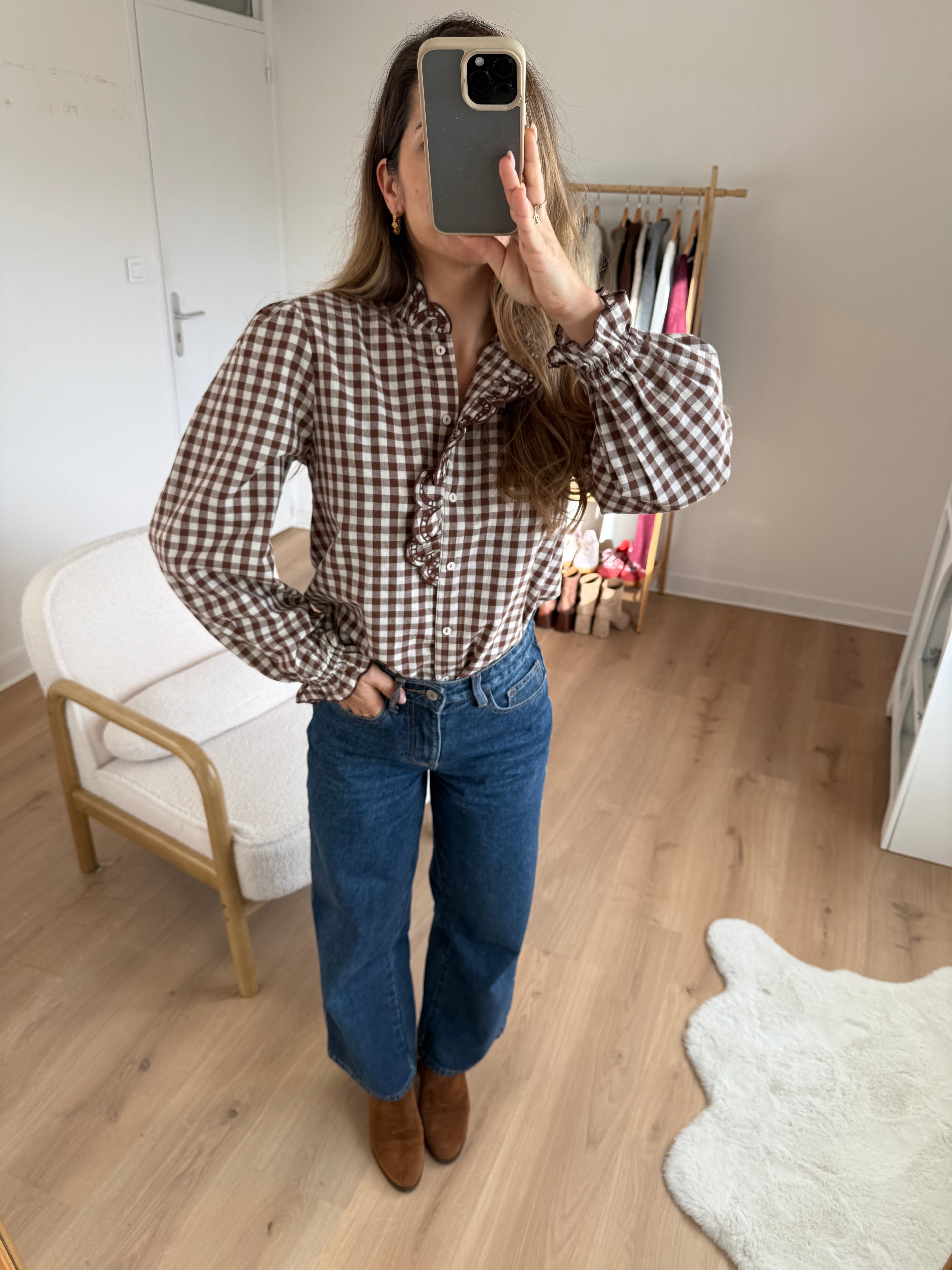 Léonor Brown Gingham Blouse