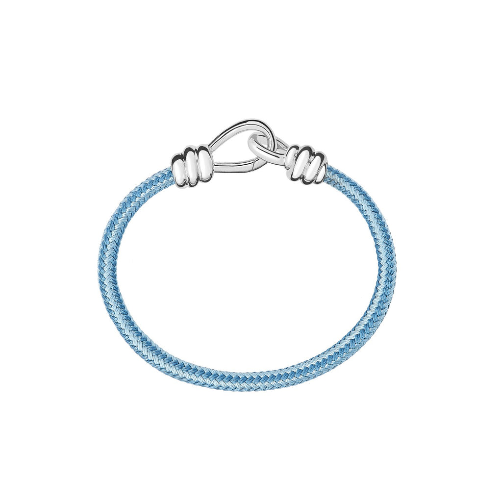 Armband Nodo - Silber & Kordel in Blau und Hellblau