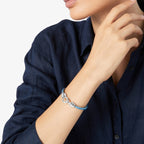 Armband Nodo - Silber & Kordel in Blau und Hellblau