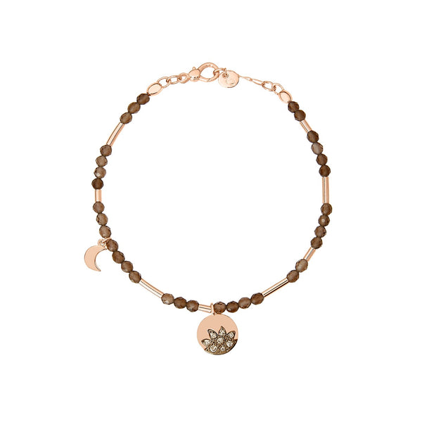 Bracelet Moon & Sun - Or Rose 9K & Quartz fumé
