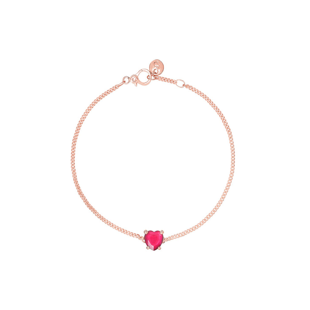 Armband Cœur - 9K roséguld & syntetisk rubin