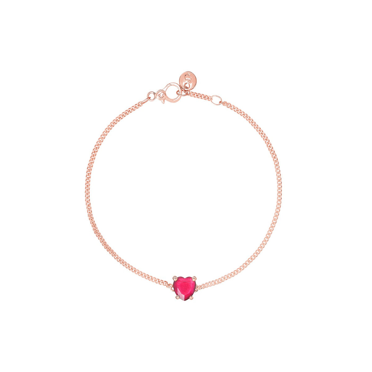 Armband Cœur - 9K roséguld & syntetisk rubin