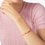 Pulsera Cubo y cordón - Plata bañada en oro