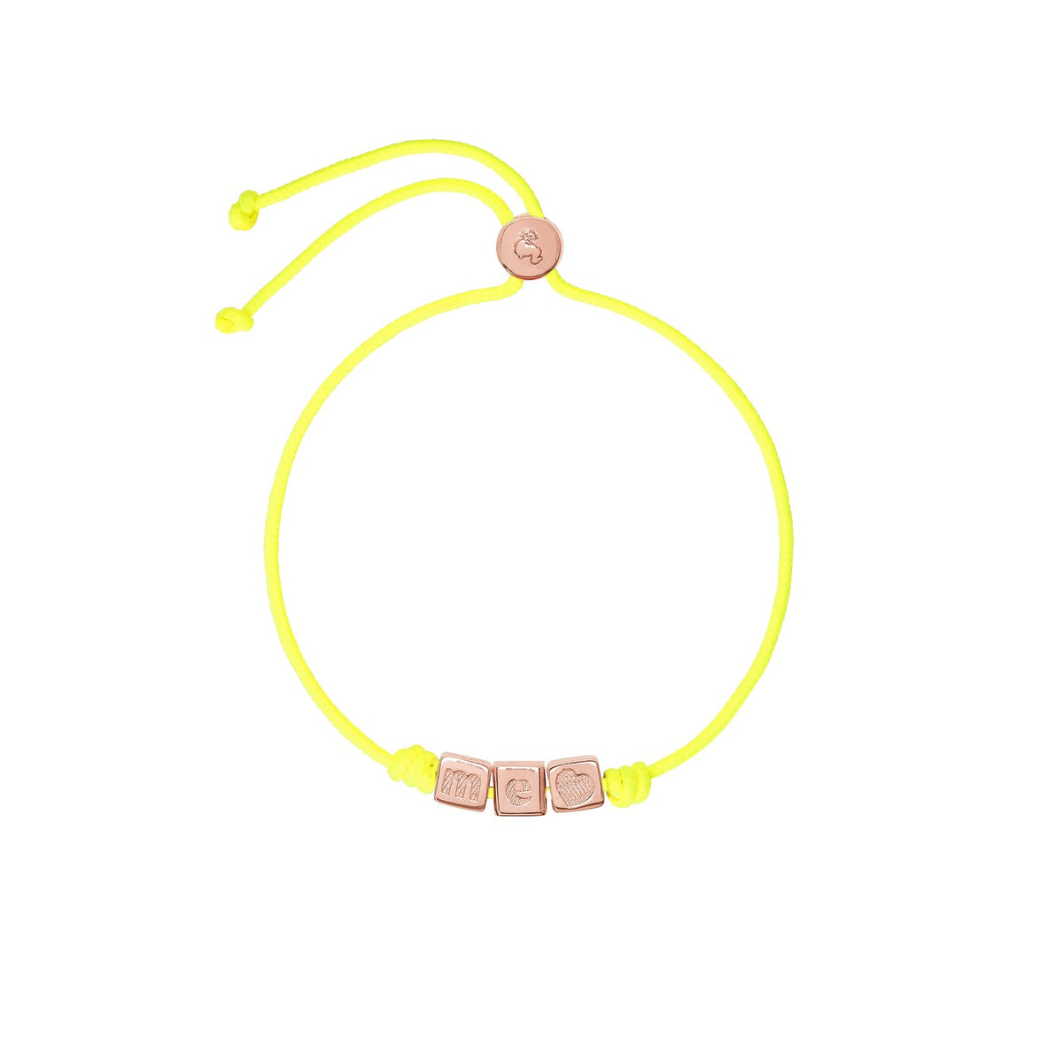 Kube- og neongul snorarmbånd - 18 kt. rosaguldbelagt sølv