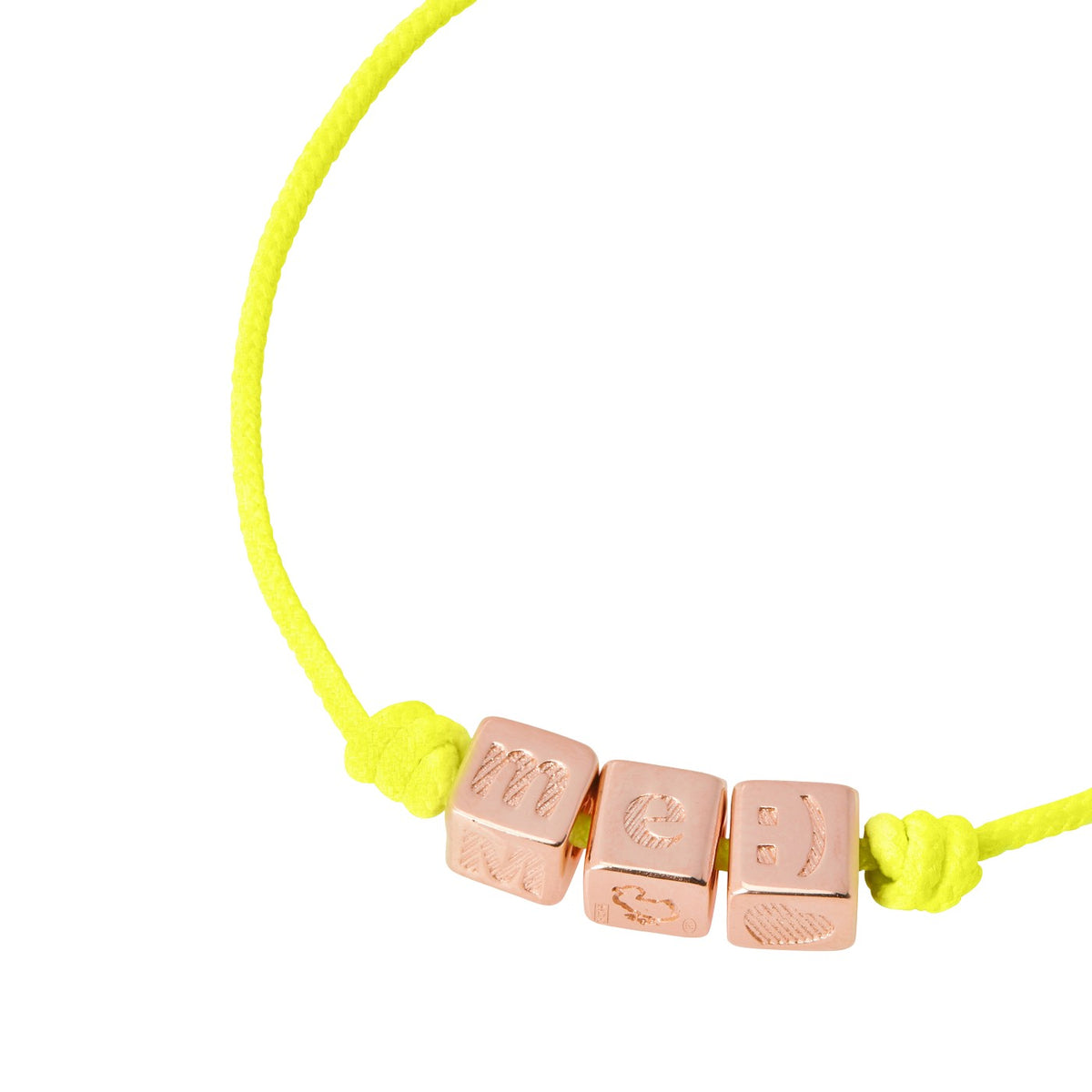 Kube- og neongul snorarmbånd - 18 kt. rosaguldbelagt sølv