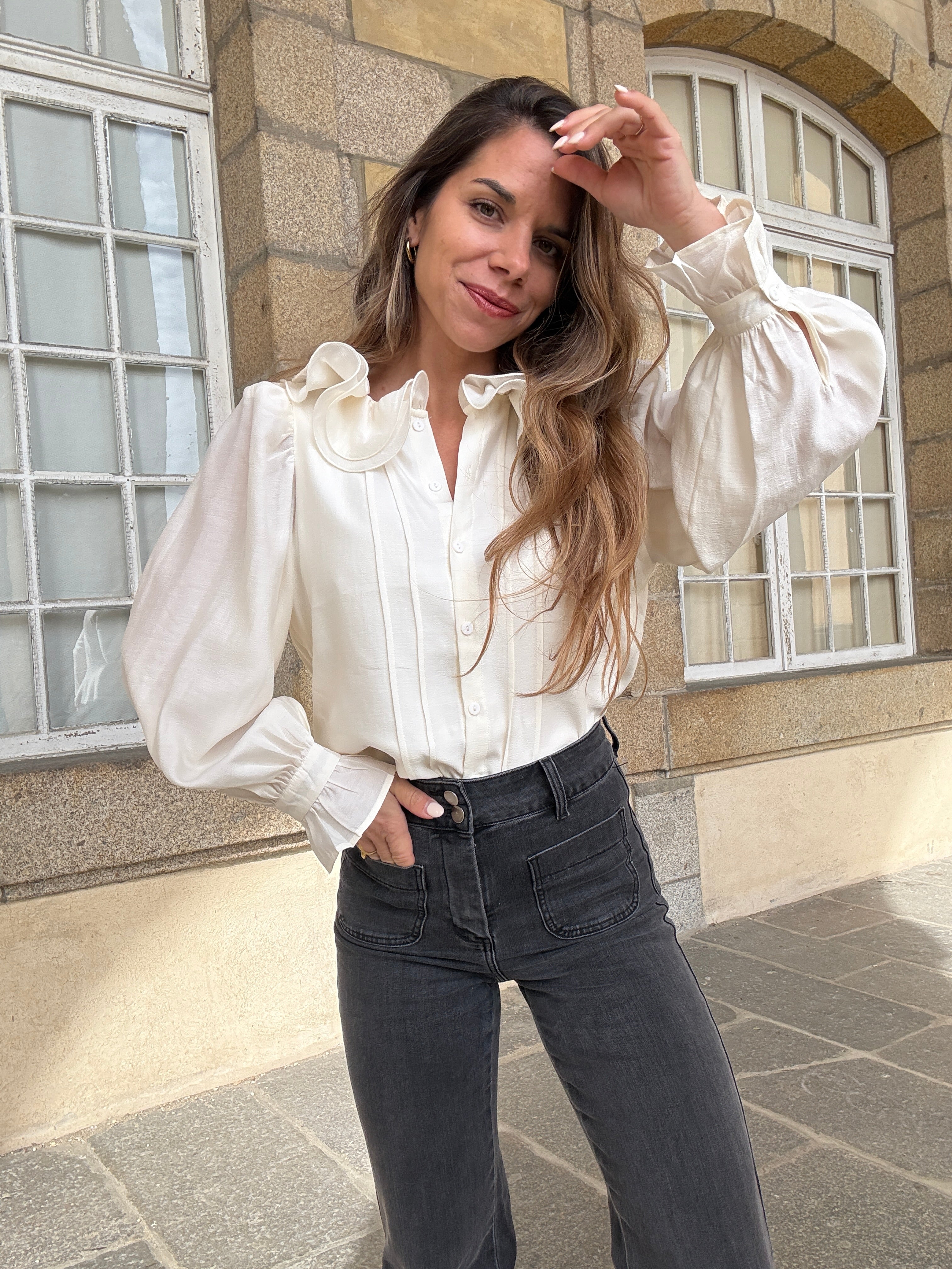 Brown Blouse Ecru