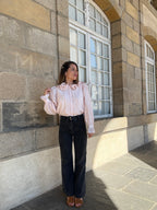 Soft Pink Brown Blouse