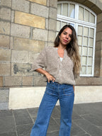 Elisa taupe short-sleeved knit