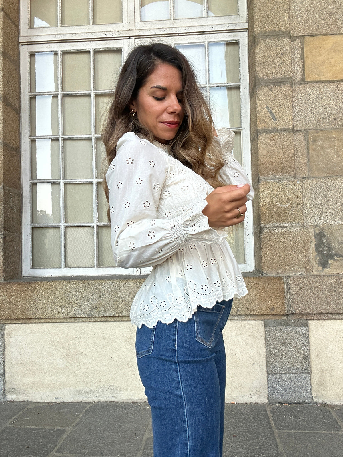 Blusa Charlize con nido de abeja