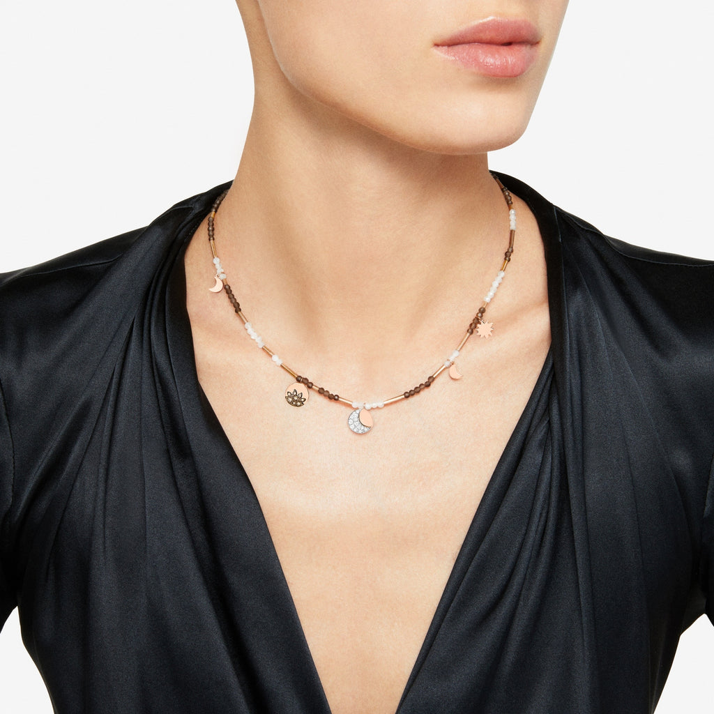 Collier Moon & Sun - Or Rose 9K & Diamants