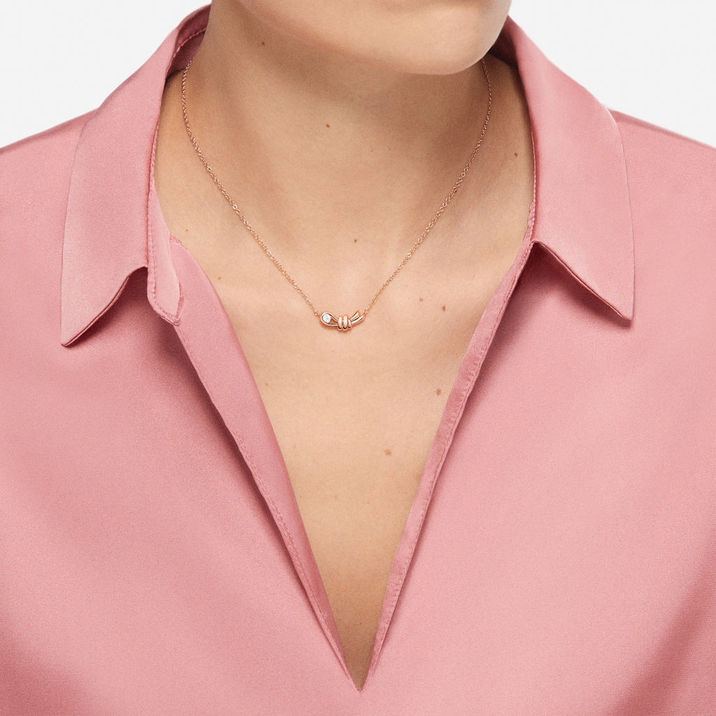 Halsband Nodo - 9K Roséguld & Vit diamant