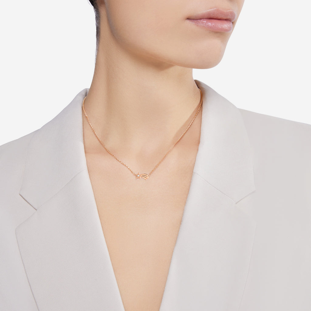 Halsband Stjärnfall - 9K Roséguld & Diamanter