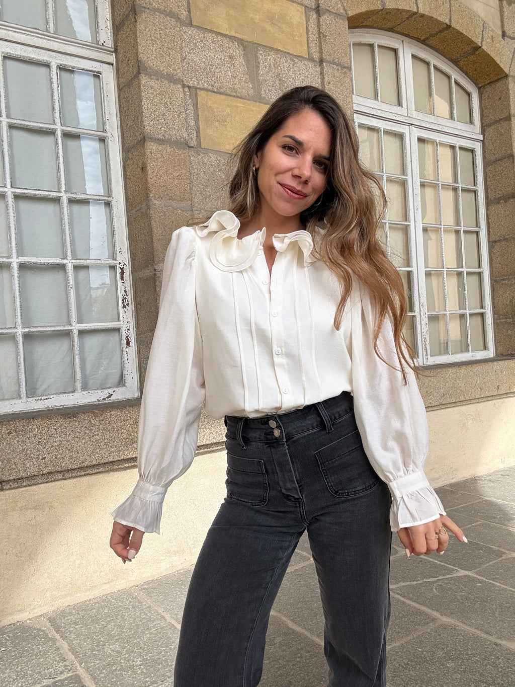 Brown Blouse Ecru