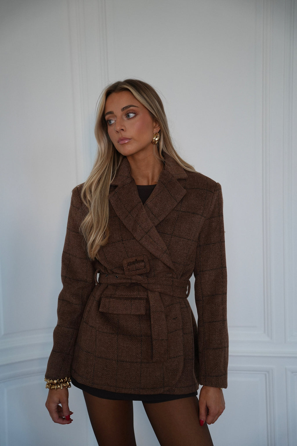Chaqueta tipo blazer de lana Olivia - Marrón