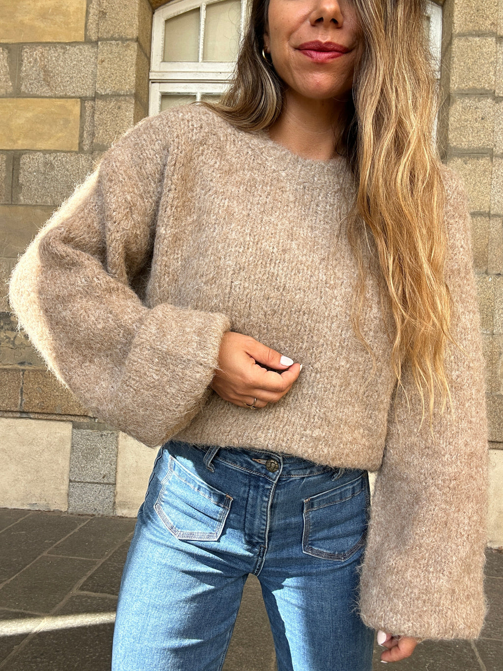 Pull en laine Taupe Henri