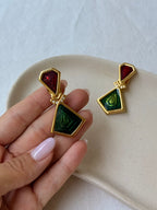 Pendientes Vintage - Esmaltados Rojos Y Verdes