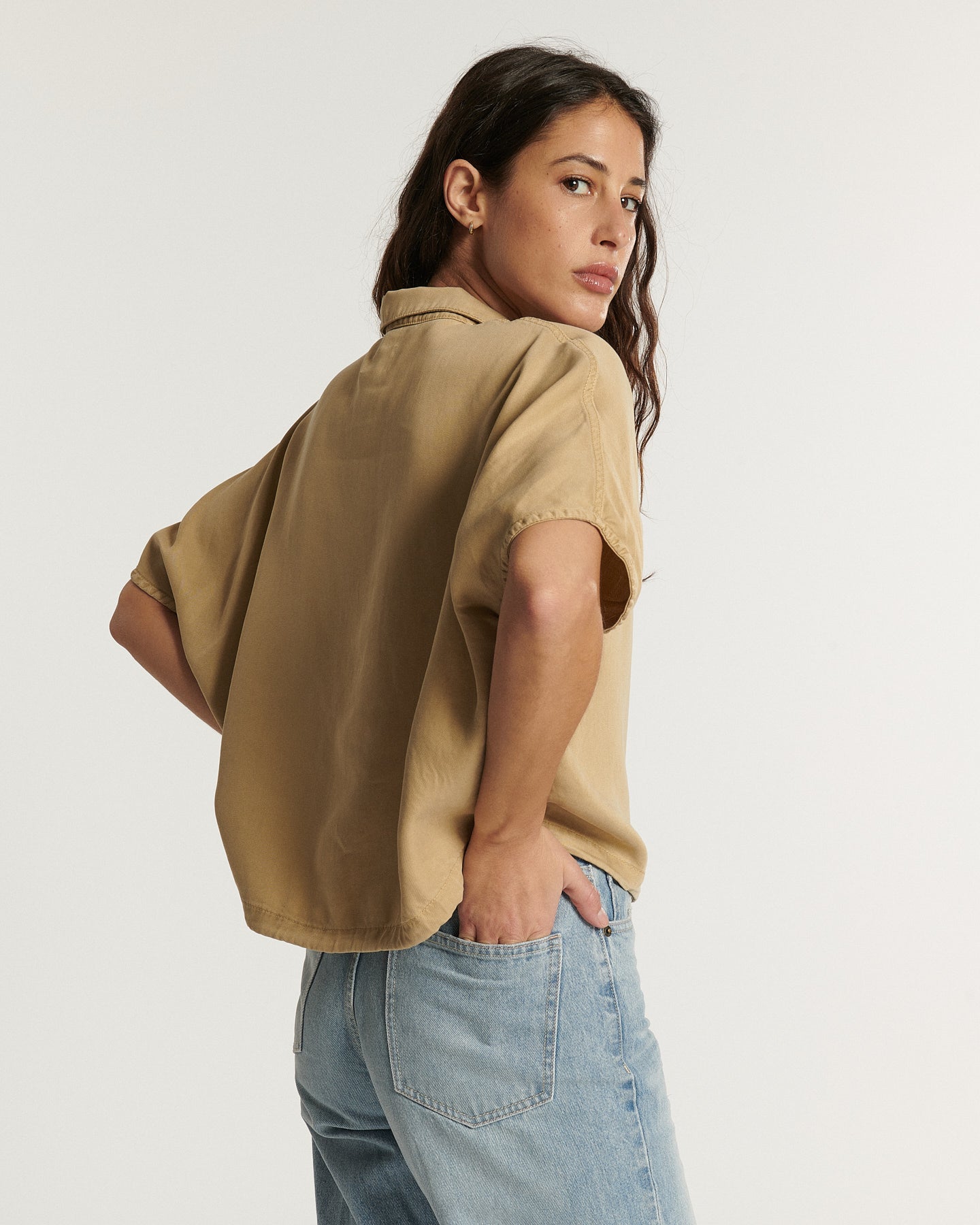 Light blue 100% cotton denim jeans with a straight cut and comfortable fit, perfect for all female body shapes.