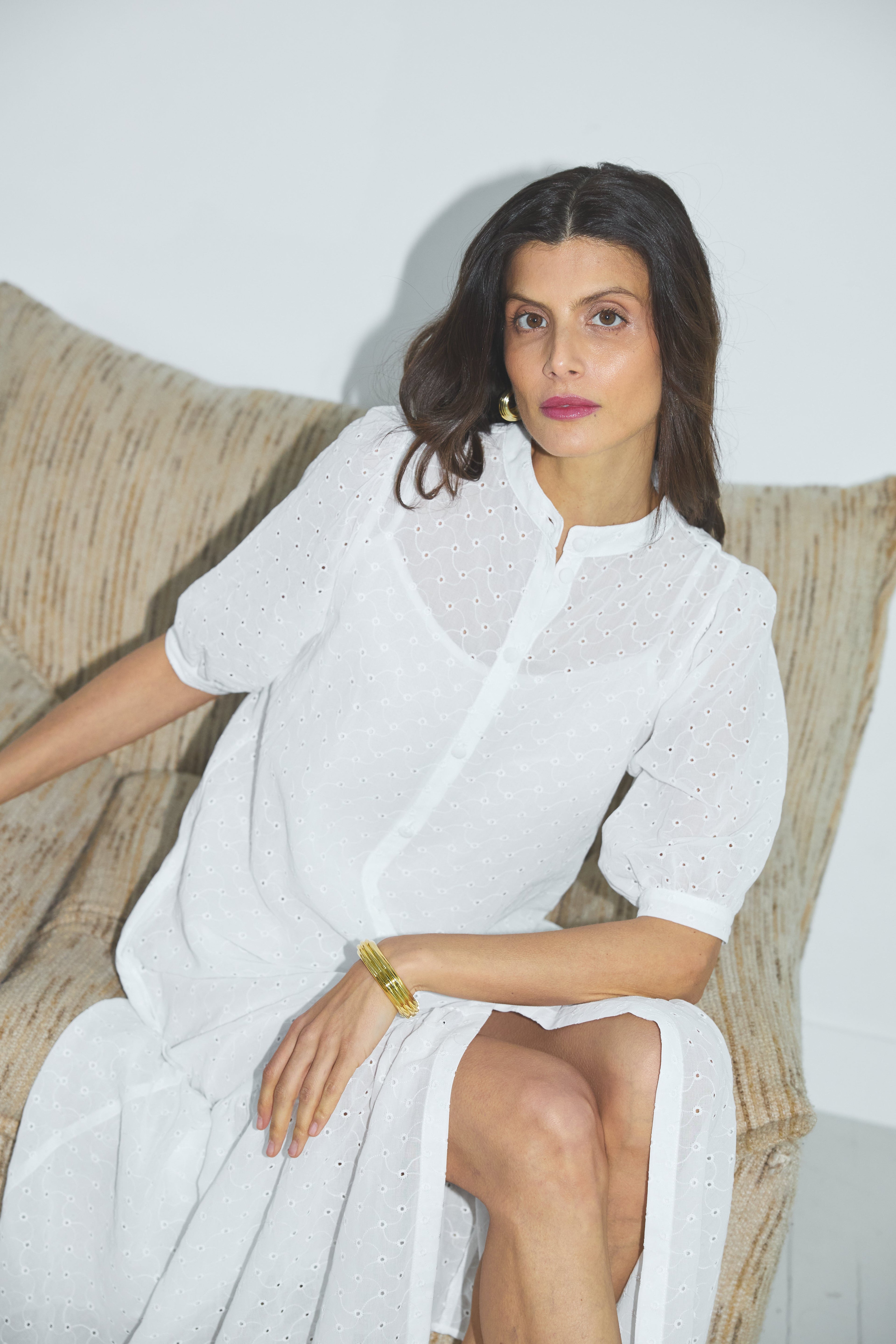 Clemence Dress In Embroidered Cotton X Donatelle Godart