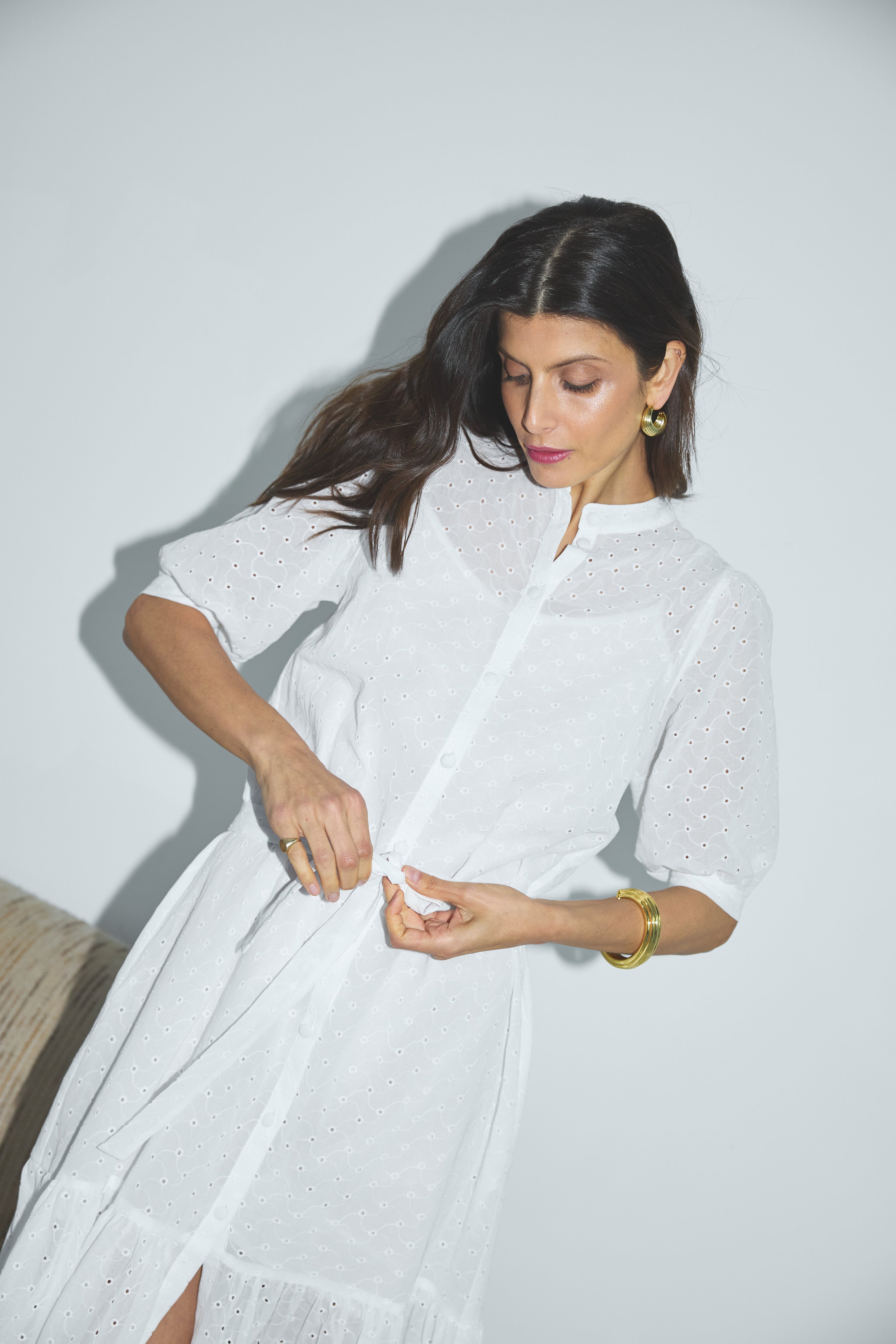 Clemence Dress In Embroidered Cotton X Donatelle Godart