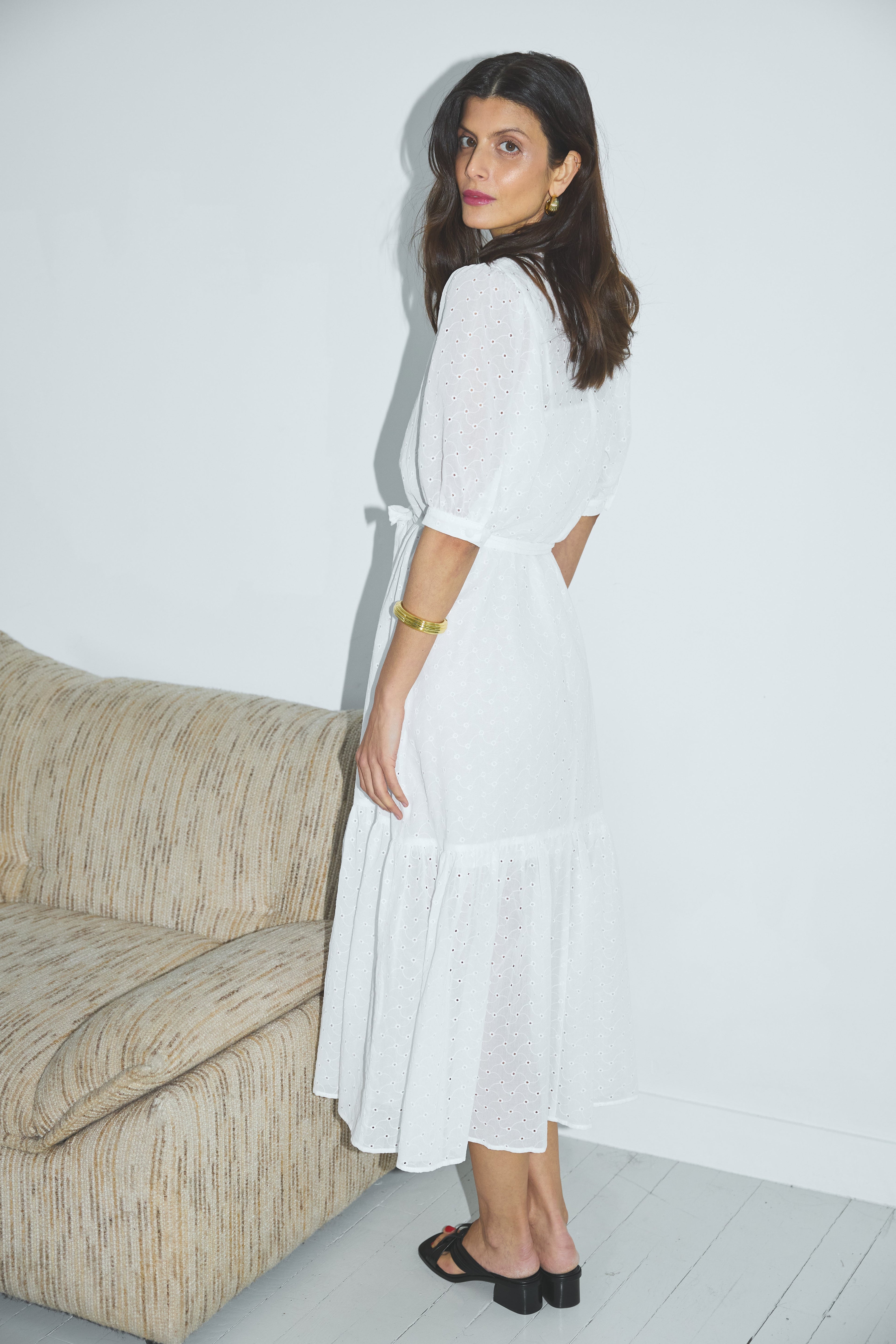 Clemence Dress In Embroidered Cotton X Donatelle Godart