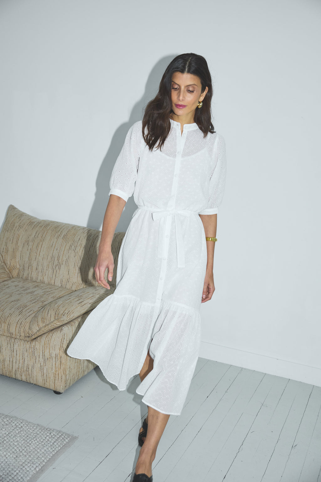 Clemence Dress In Embroidered Cotton X Donatelle Godart