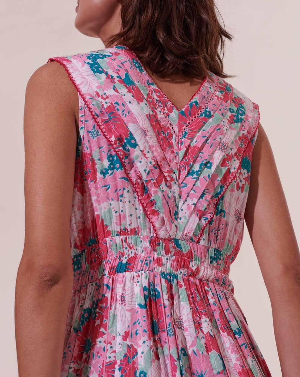 Robe Longue Agnes - Pink Flower Mix - Femme