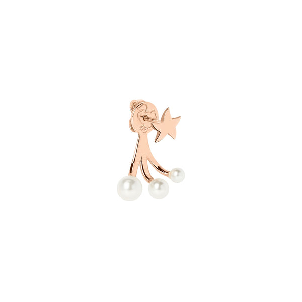 Orecchino Stella sinistra - Oro Rosa 9K & Perle di cristallo