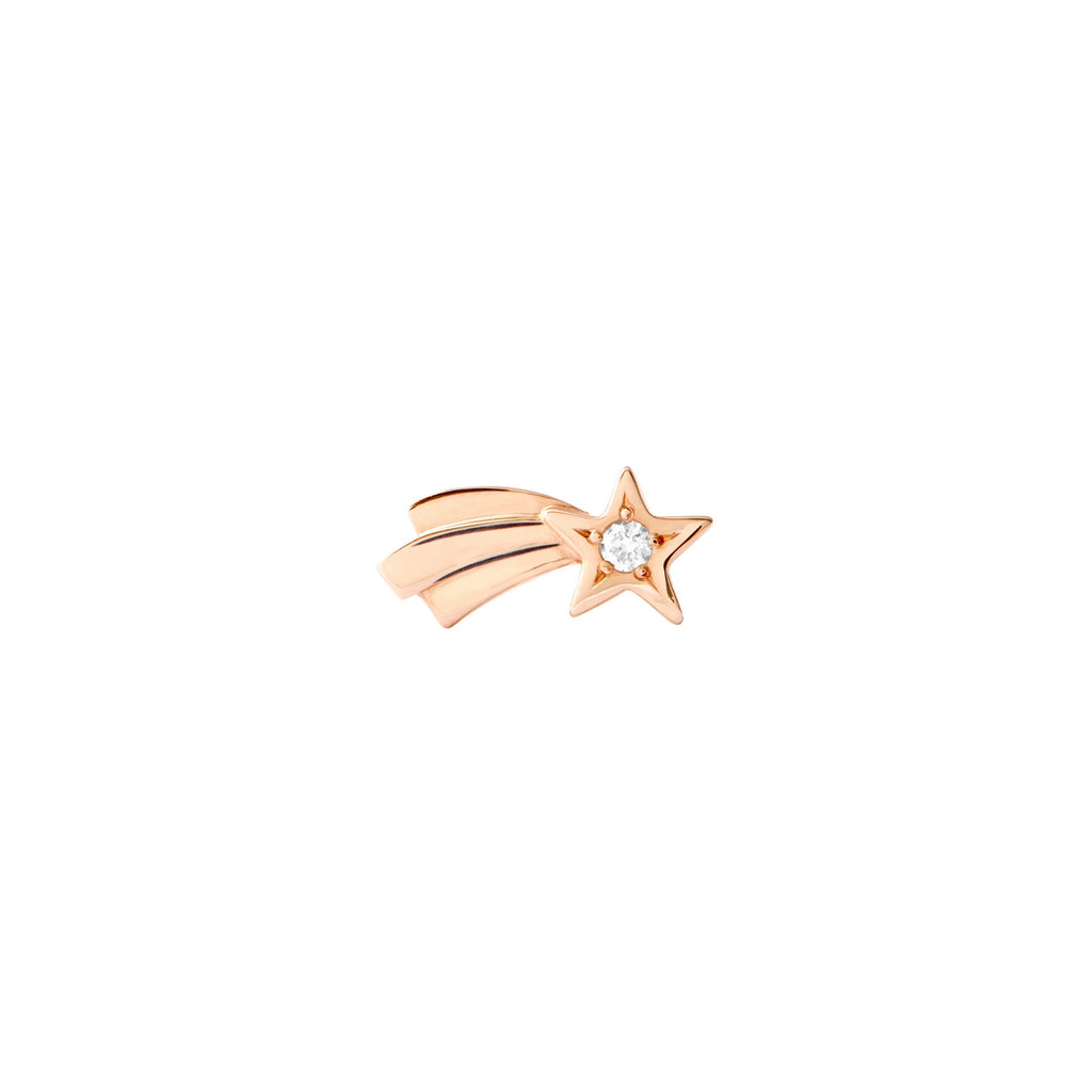 Pendiente Estrella fugaz derecha - Oro rosa de 9 quilates y diamantes