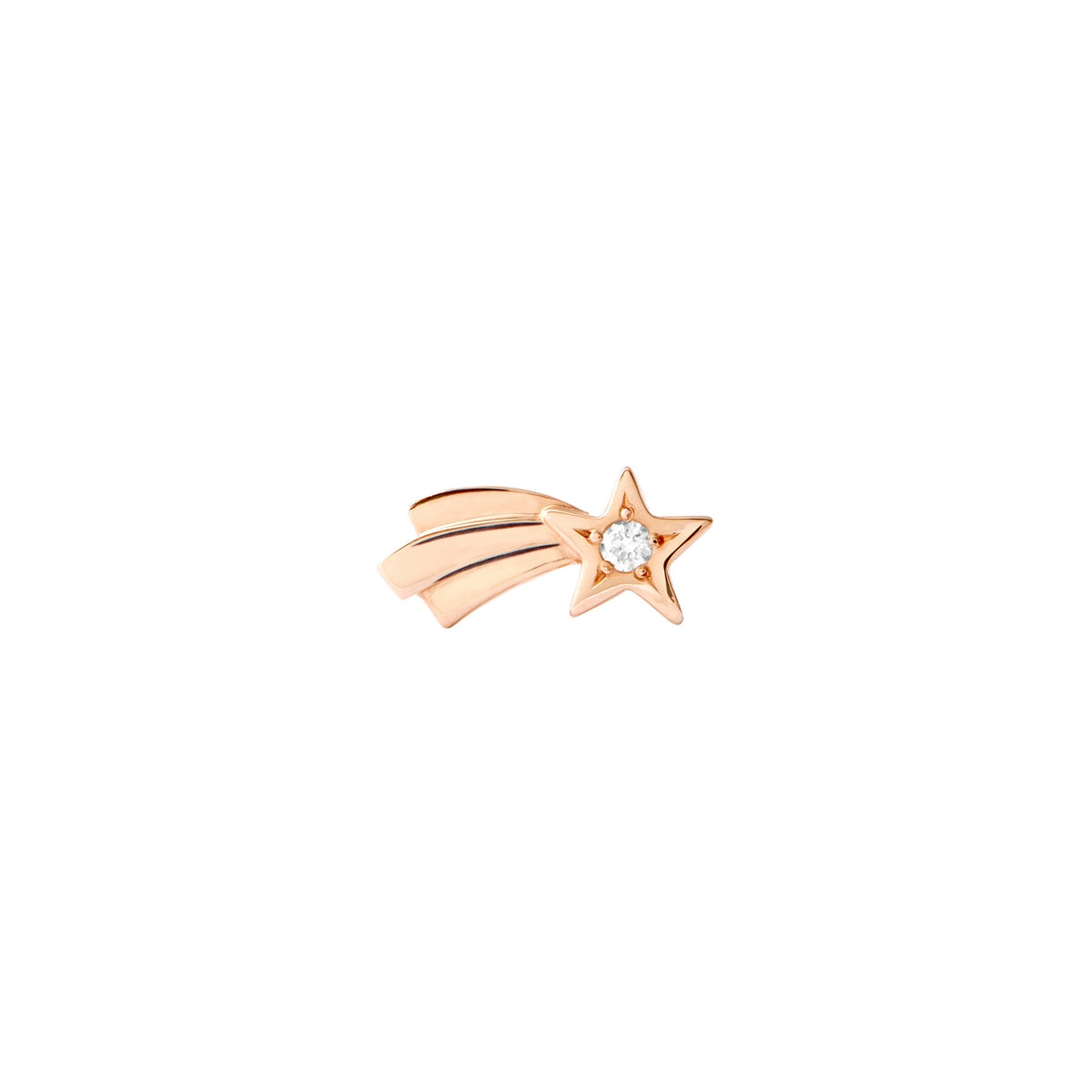 Pendiente Estrella fugaz derecha - Oro rosa de 9 quilates y diamantes
