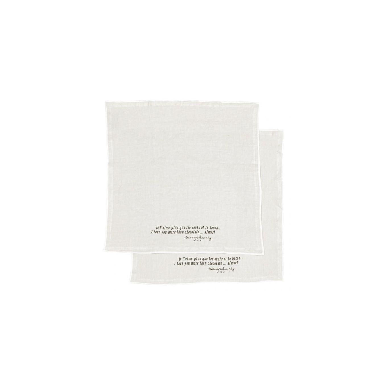 Set of 2 Screen-Printed Linen Napkins - Dinnersexp - Plume