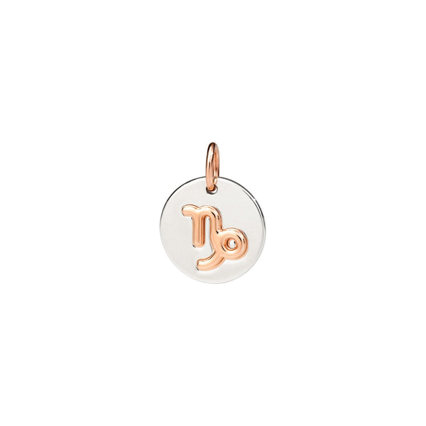 Stenbukken charm - 9K rosaguld & sølv