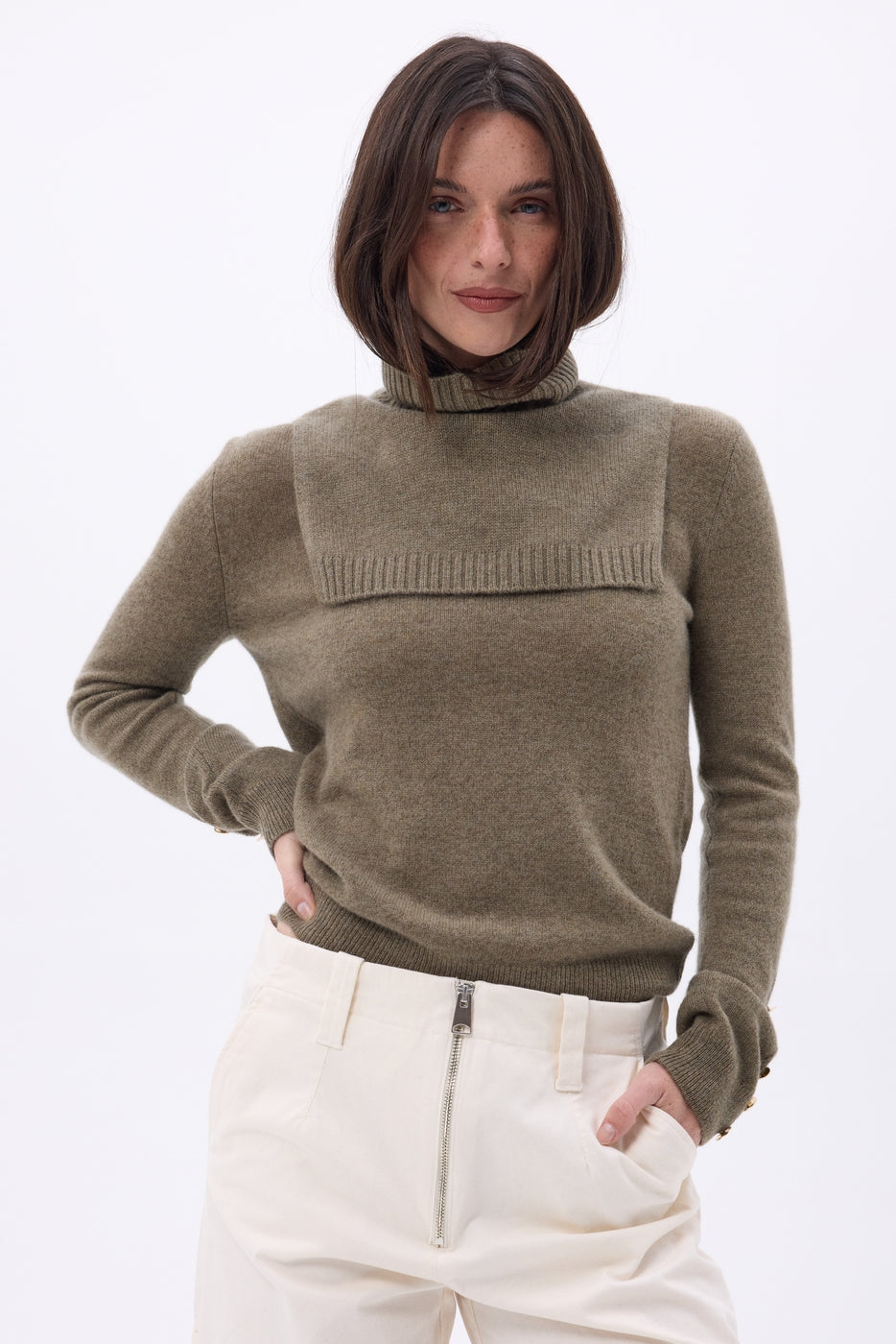 Domi Roll Neck - Khaki Marl - Unisex