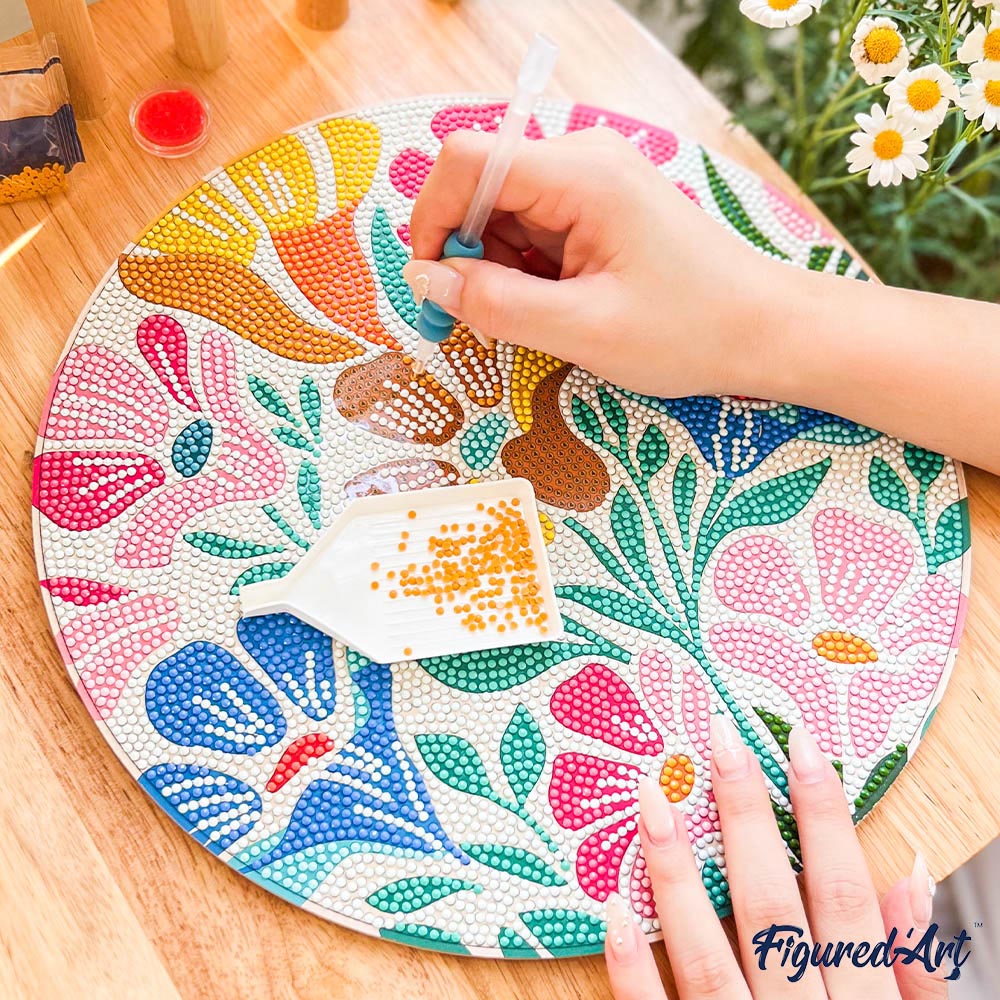 Diamond Painting Sur Disque En Bois - Vin Et Raisins