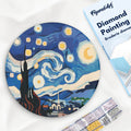 Diamond Painting en disco de madera - Noche estrellada