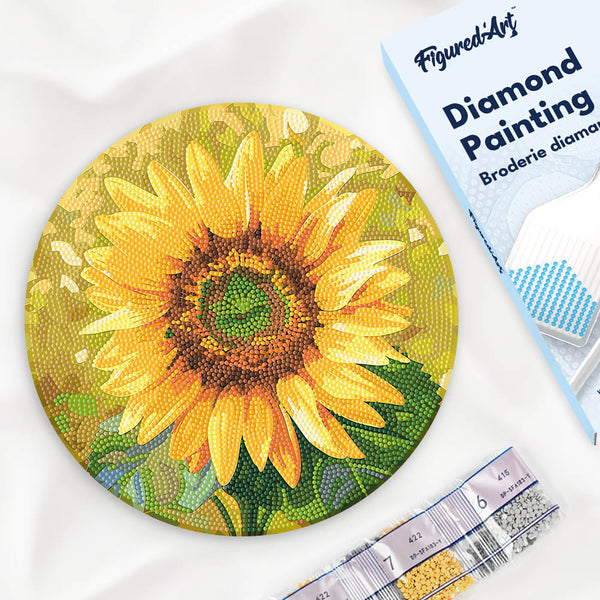 Diamond Painting Sur Disque En Bois - Tournesol