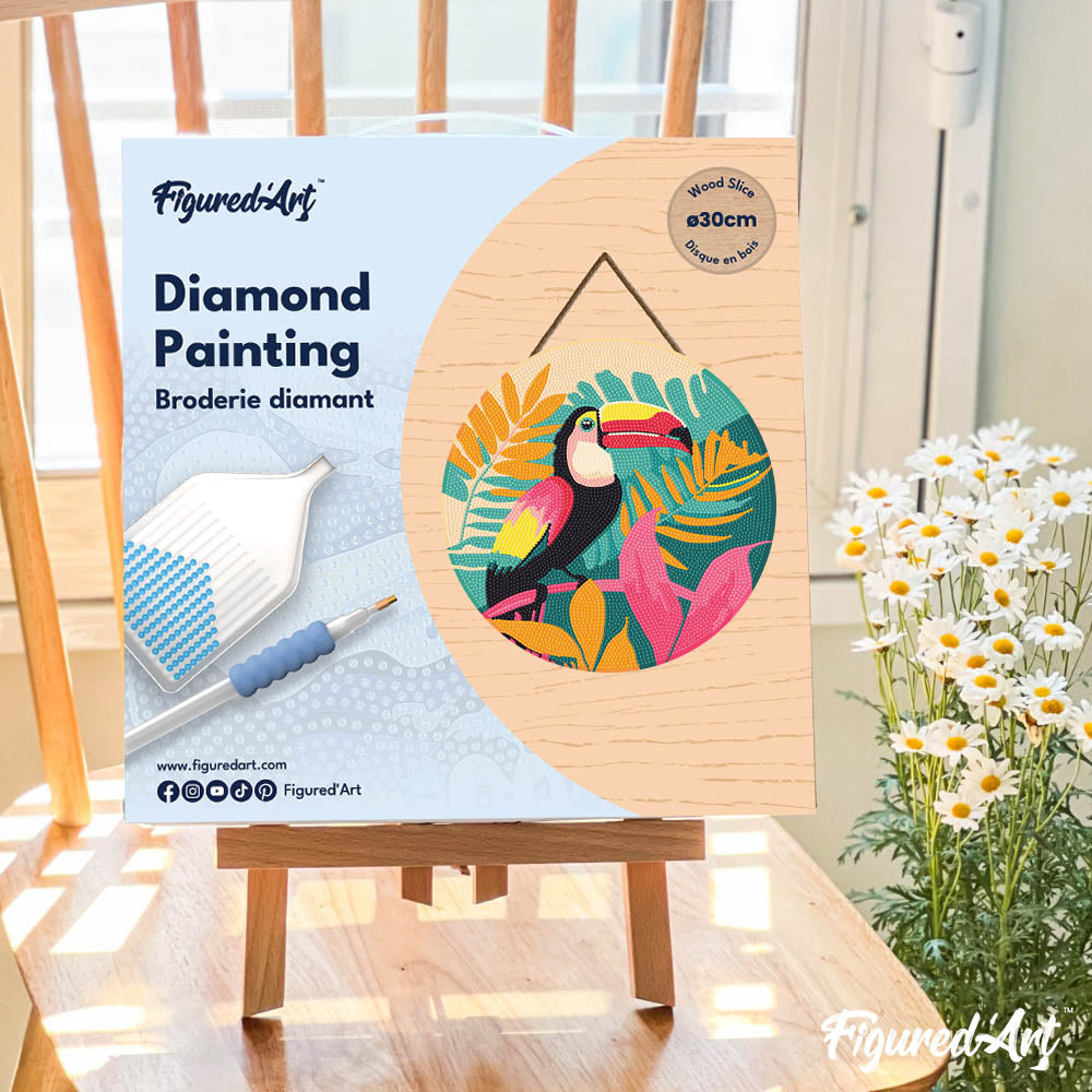 Diamond Painting Sur Disque En Bois - Toucan Tropical