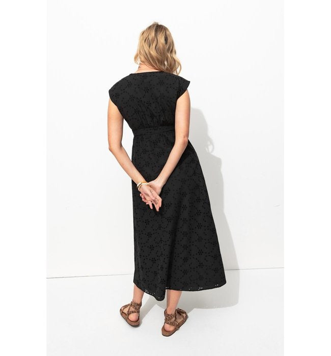 Vestido con bordado inglés - Liso Negro Oscuro