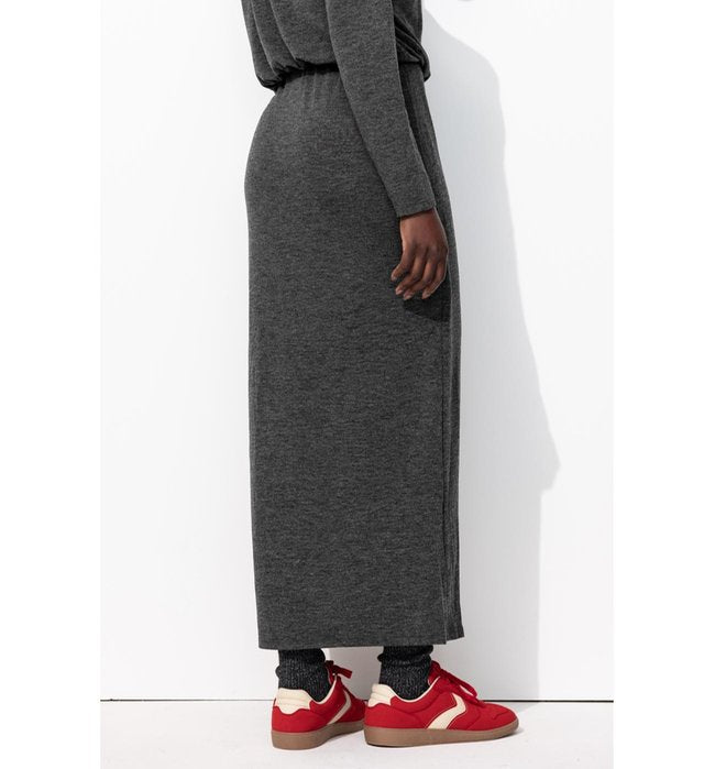 Vestido largo de punto para mujer - Un color gris oscuro