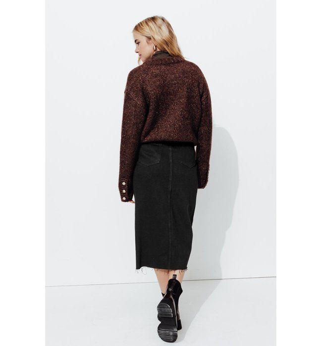 Falda vaquera midi para mujer - Jeans oscuros lisos