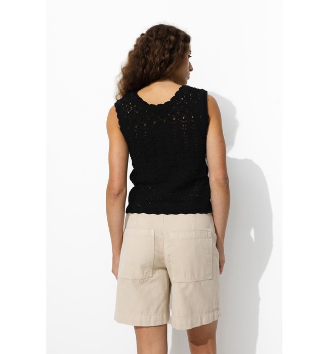 Double-sided Crochet Sweater - Plain Dark Black