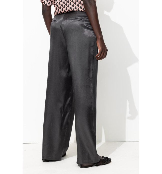 Billy Women's Satin Trousers - Plain Dark Gray